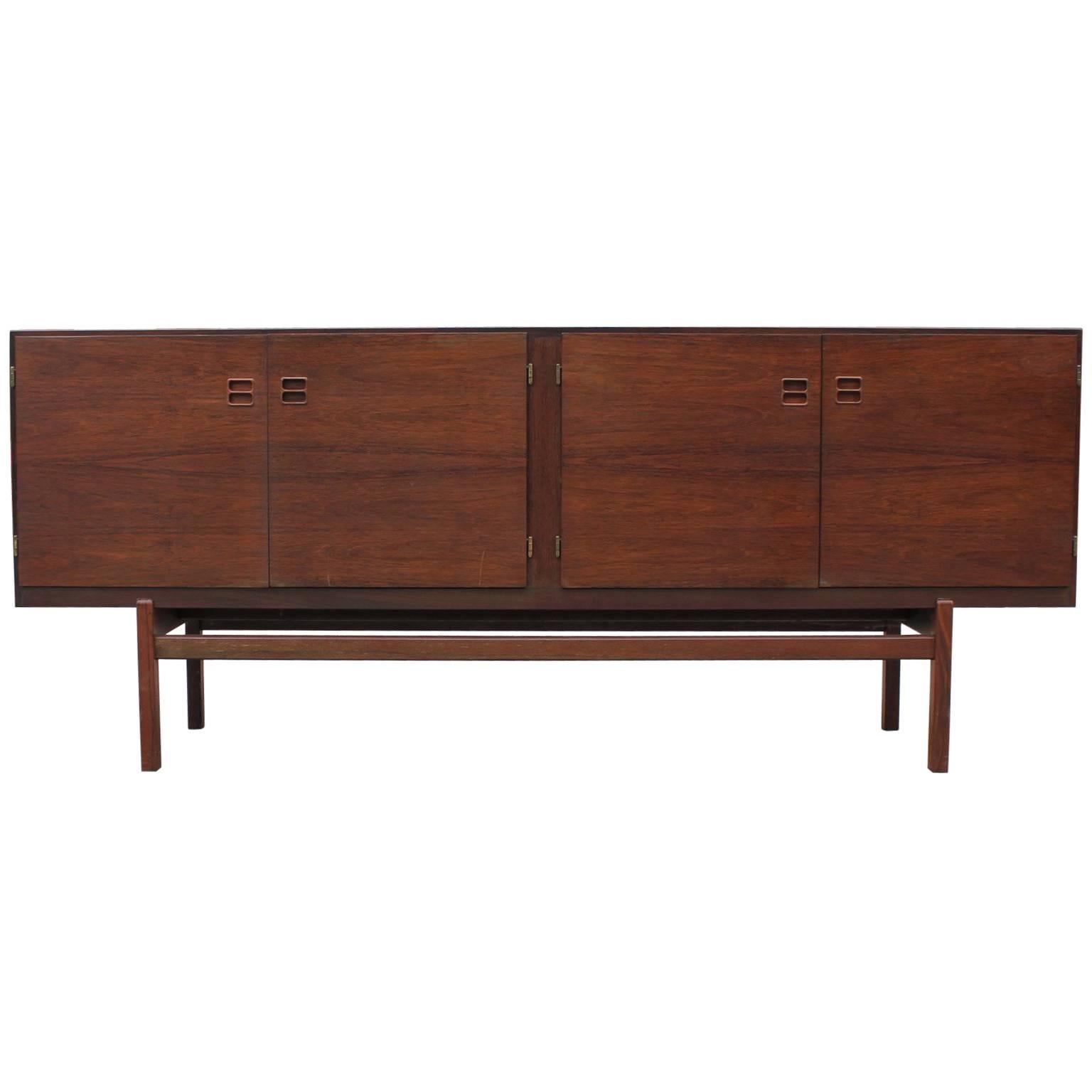 Clean Lined Rosewood Danish Modern Sideboard or Credenza