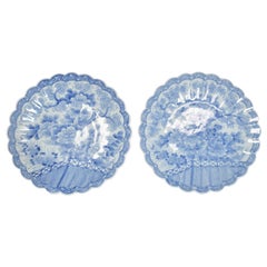 Pair of Japanese Blue and White Scalloped Chargers
