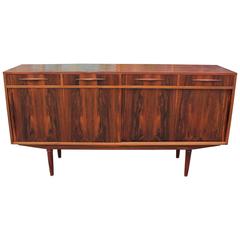 Striking Rosewood Danish Sliding Door Modern Sideboard Credenza