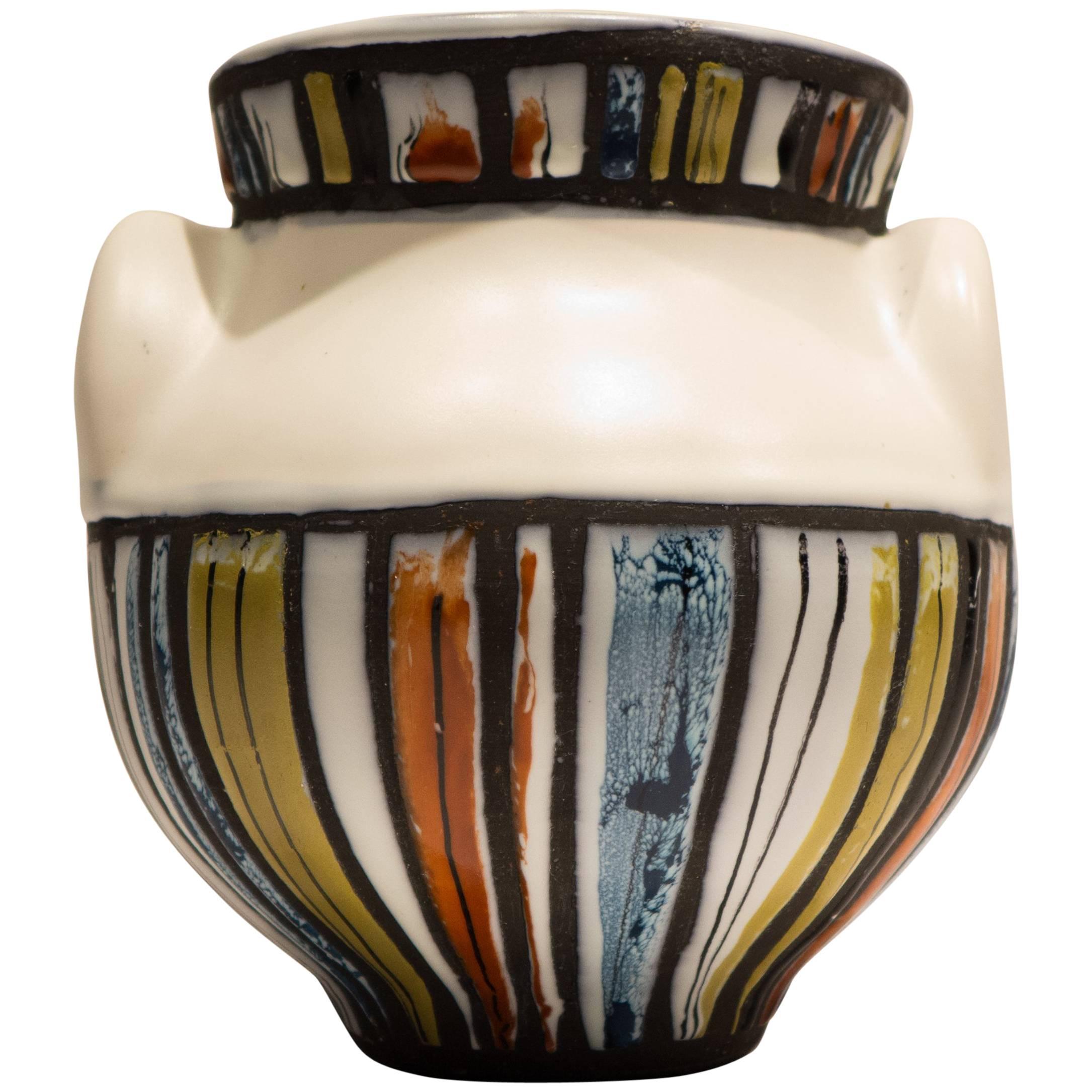 Roger Capron "Oreilles" Vase with Polychrome Decoration