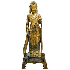 Antique Qing Guilded Kwan Yin