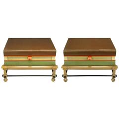 Pair of Rare John Dickinson Stacked Books End Tables 1