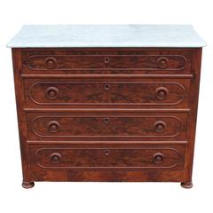 Carrara Marble with Bold Flamed Grain Four-Drawer Chest
