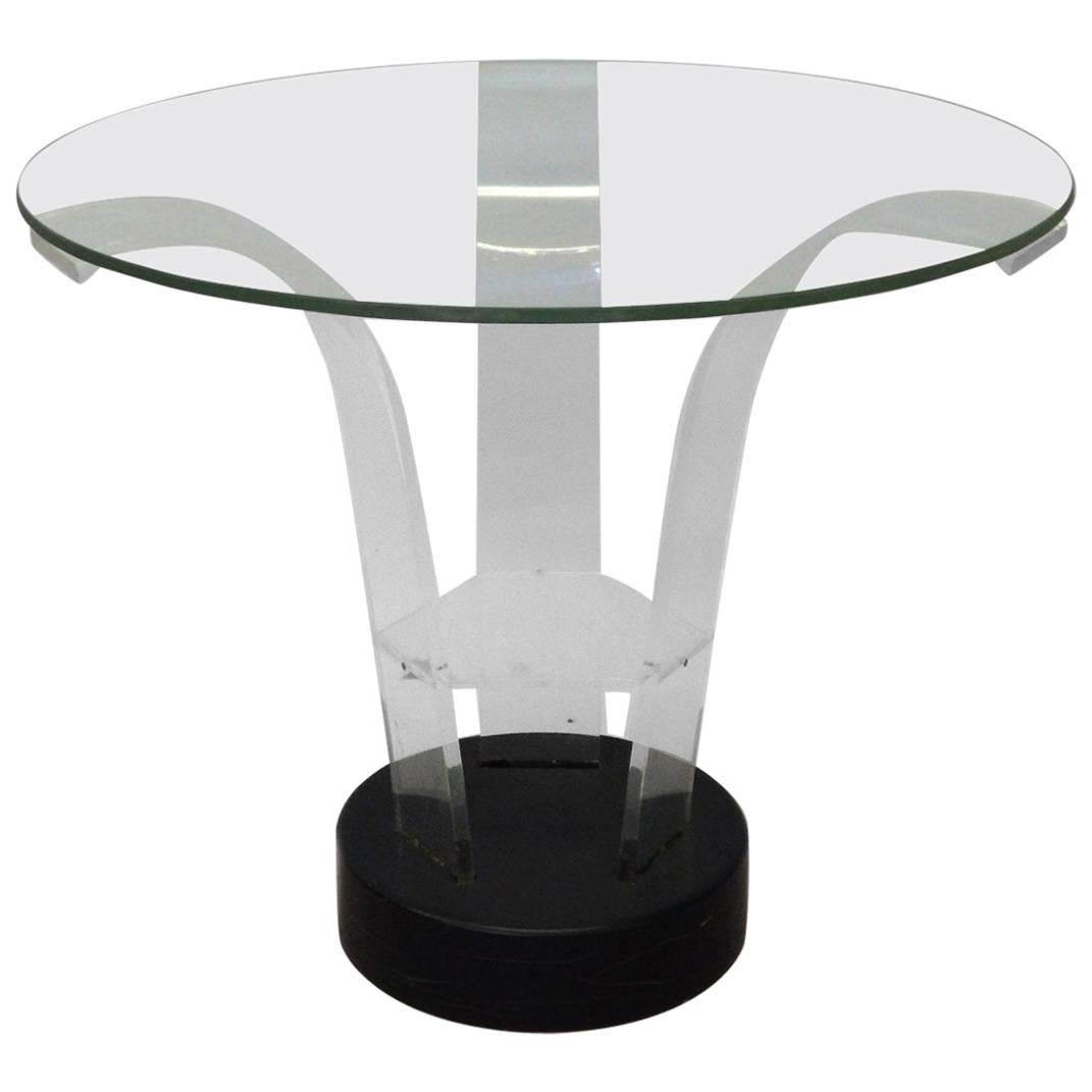 Modernage Lucite with Glass Top Art Deco Side Table