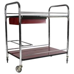 20th Century Art Deco Steel Tube Bar Cart Trolley