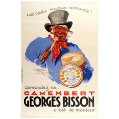 Original Vintage Food Poster Advertising Georges Bisson Camembert Cheese:: France