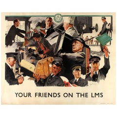 Used Original London Midland and Scottish Railway Poster "Your Friends On The LMS"