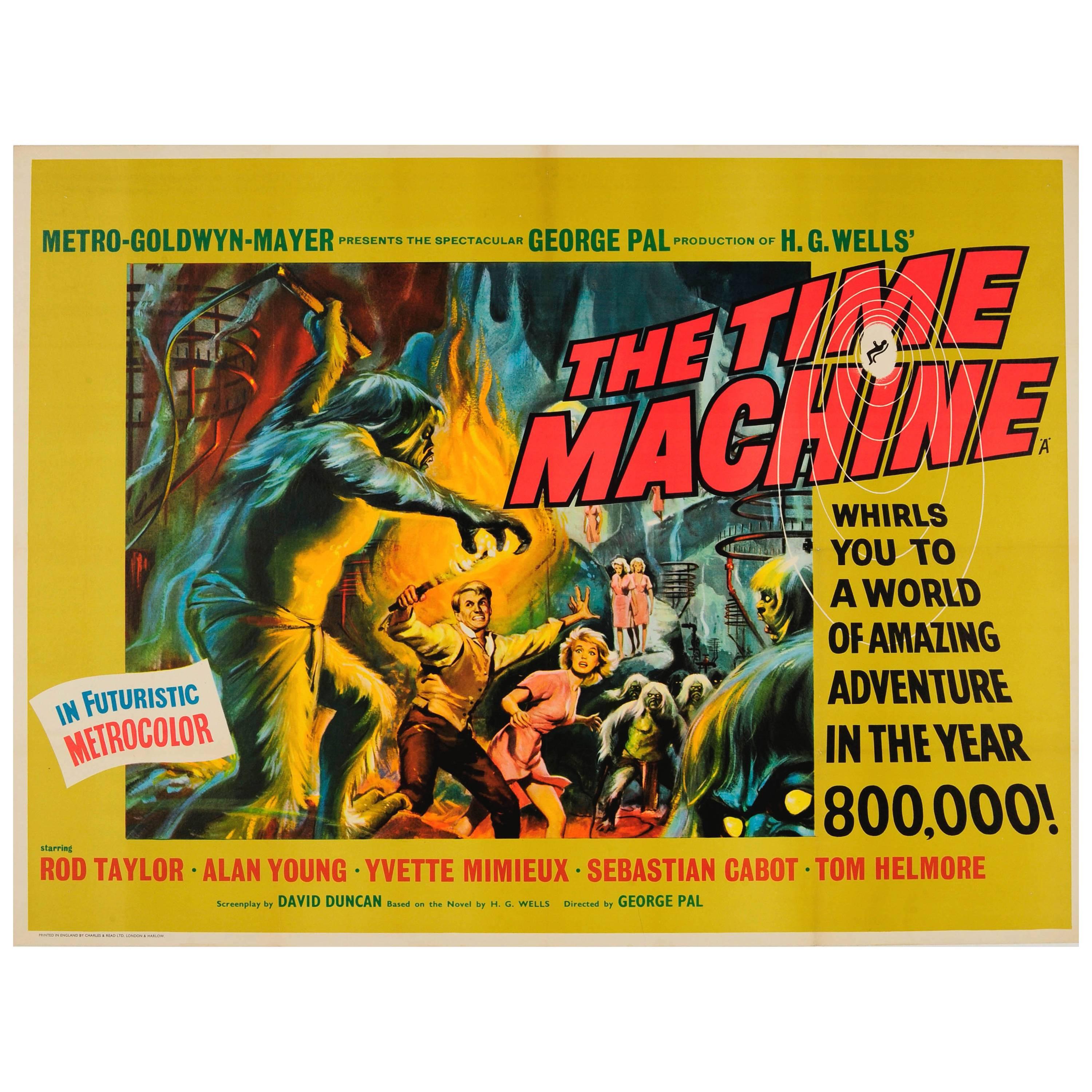 Original Vintage Science Fiction Movie Poster for the Time Machine by H.G. Wells