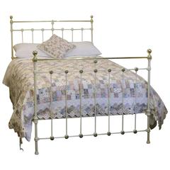 Antique Double Brass and Iron Bed in Cream MD46
