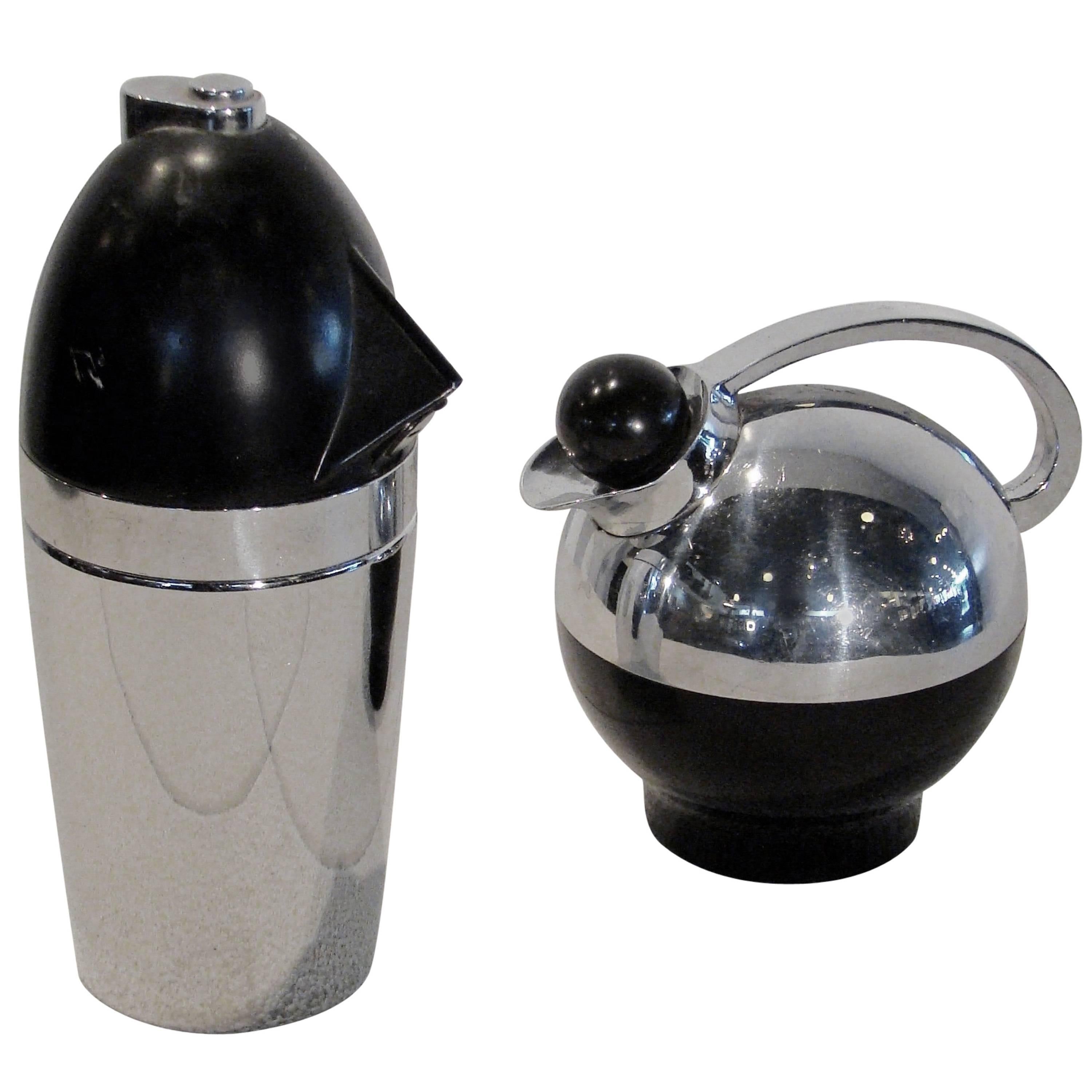 Art Deco Machine Age Industrial Seltzer Bottle and Thermos, circa 1930s For Sale