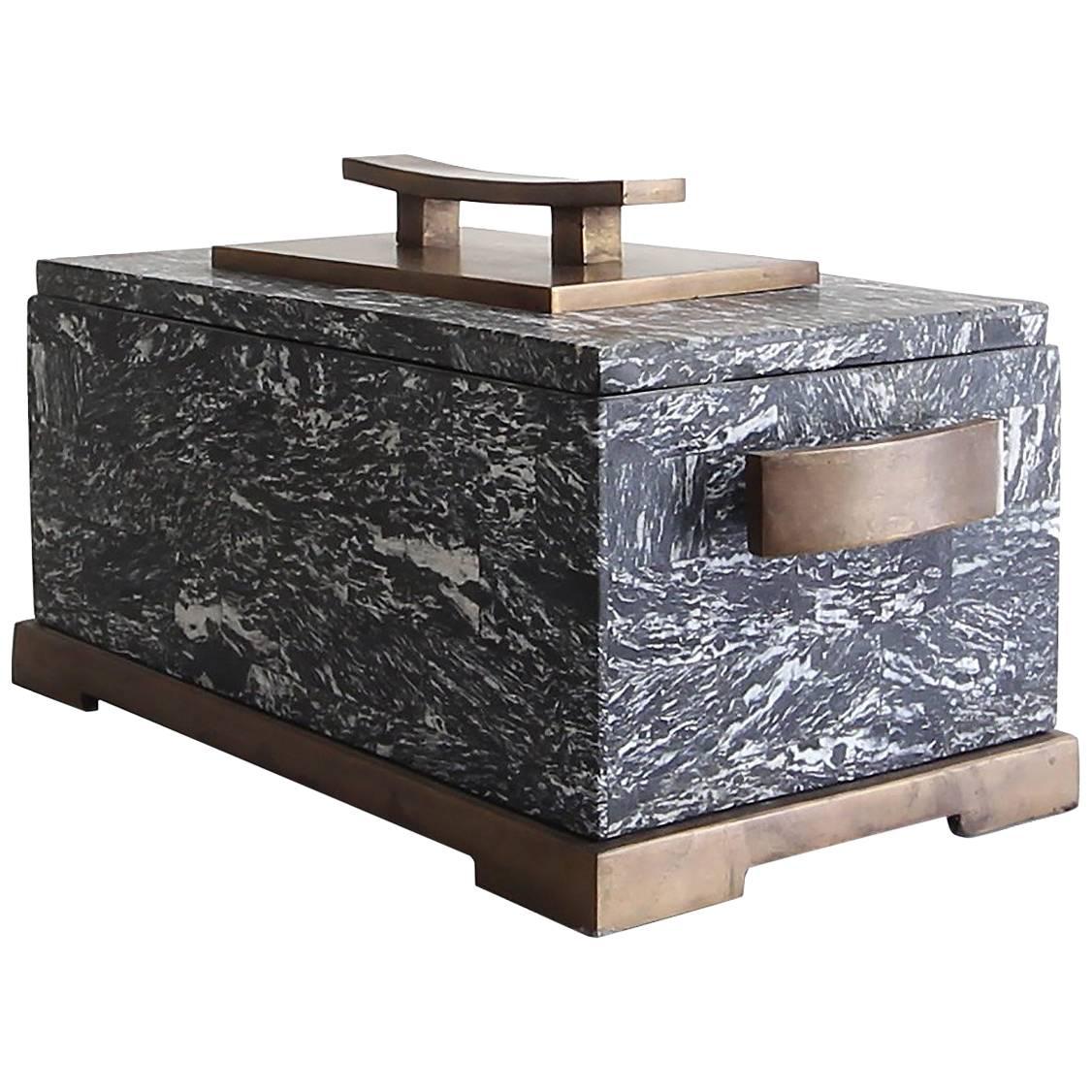 Marble and Bronze Decorative Box by Maitland Smith For Sale