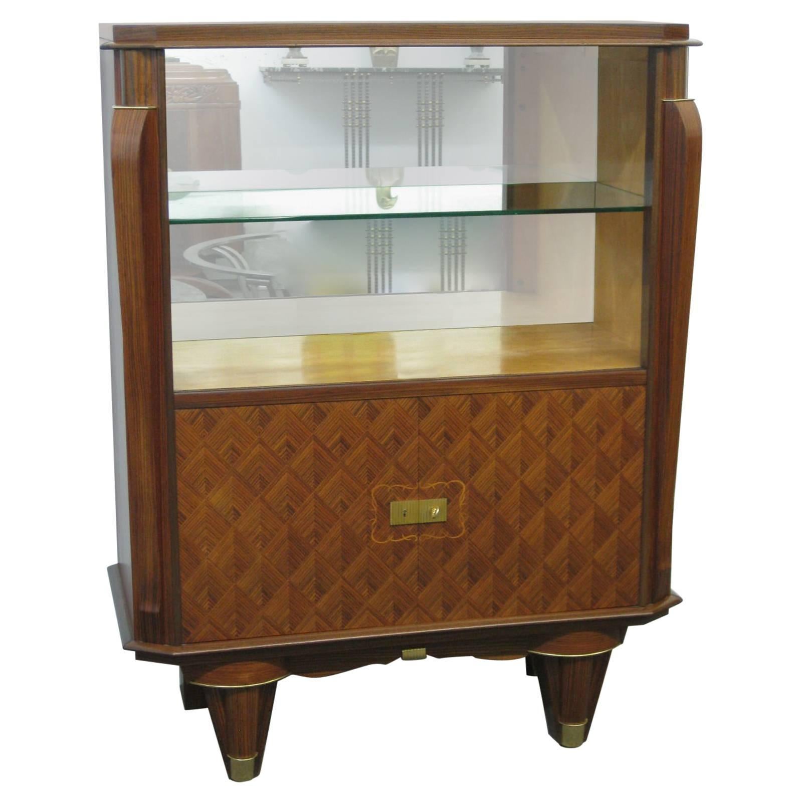 French Art Deco Vitrine Bar or Display Cabinet attributed to Jules Leleu