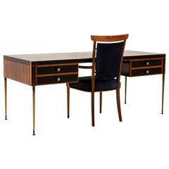 Impressive and Rare Italian Mid-Century Modern Writing Table with Armchair 2