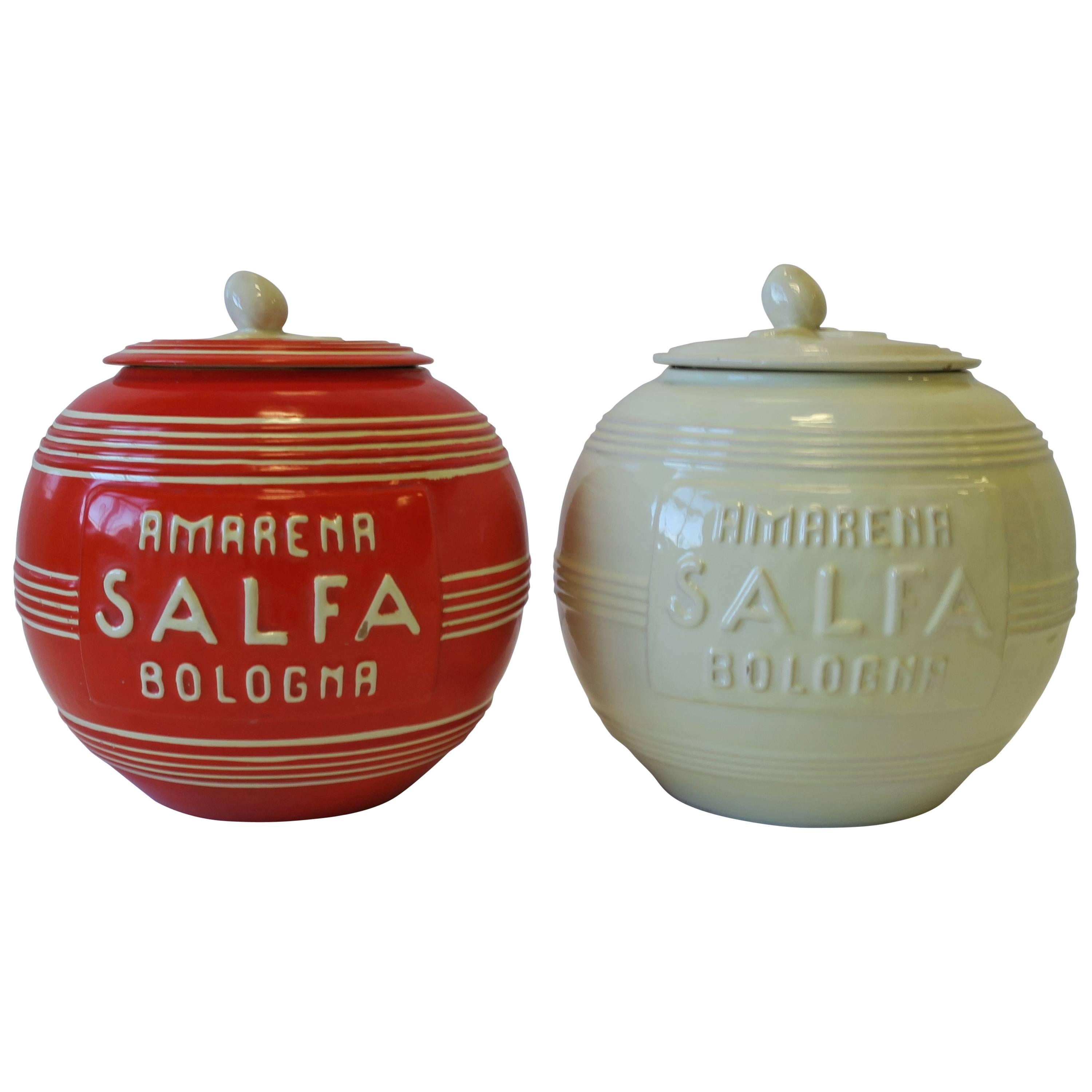 Italian Modern Art Deco Period Pottery Jars, Pair