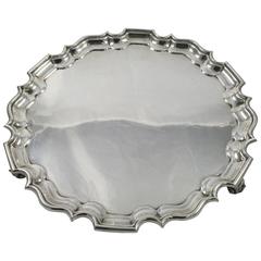Fine Edwardian Sterling Silver Salver Footed Tray Fully Hallmarked London, 1908