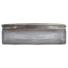 French 19th Century Crystal Box with Silver Cover