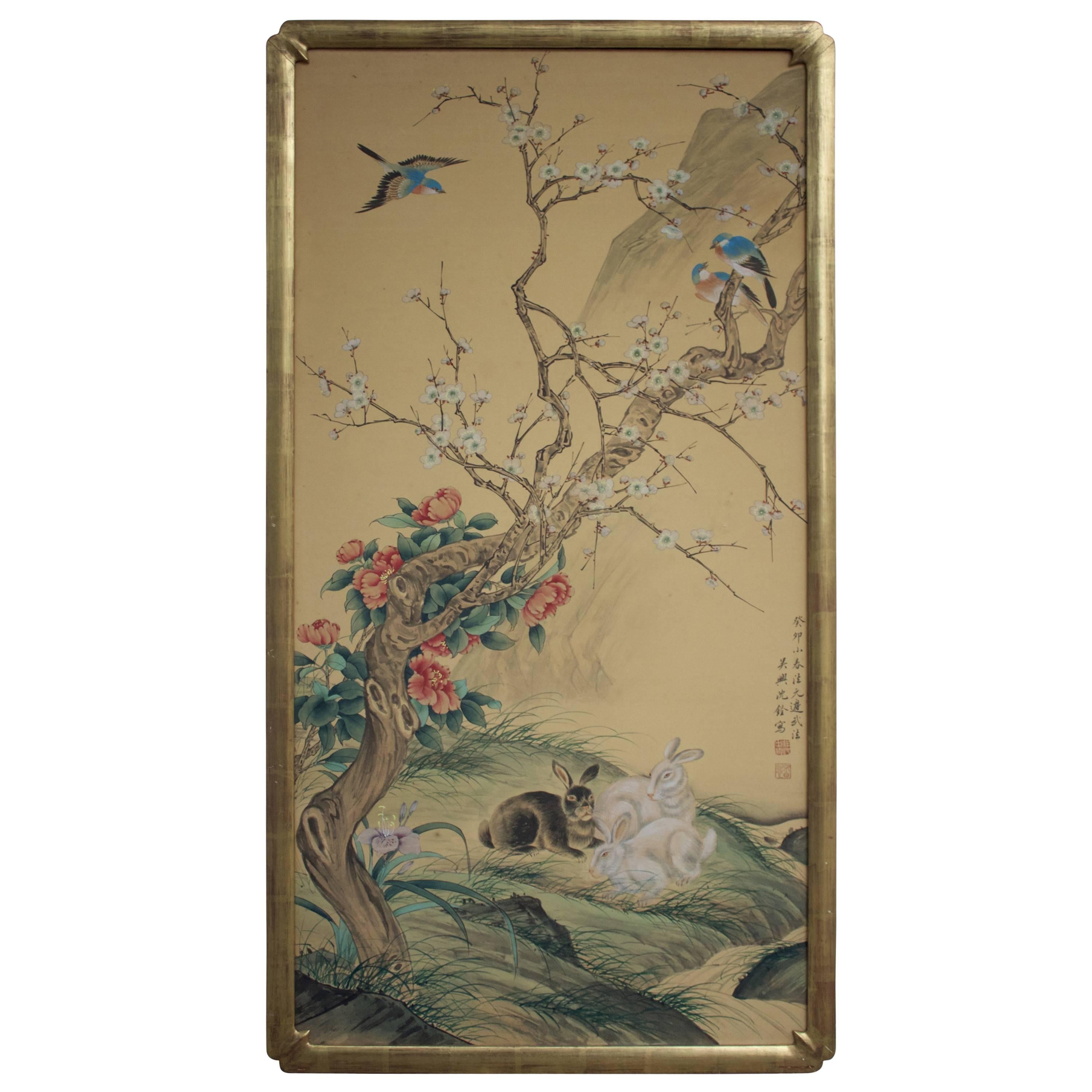 Chinese Hand-Painted Silk Panel