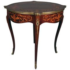19th Century Louis XIV Mahogany w/ Satinwood Marquetry 
Ormolu Trim Side Table