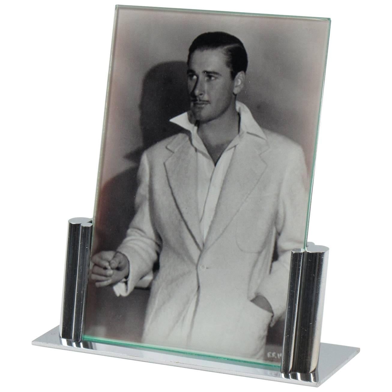 Art Deco Architectural Chrome Picture Photo Frame, circa 1930s