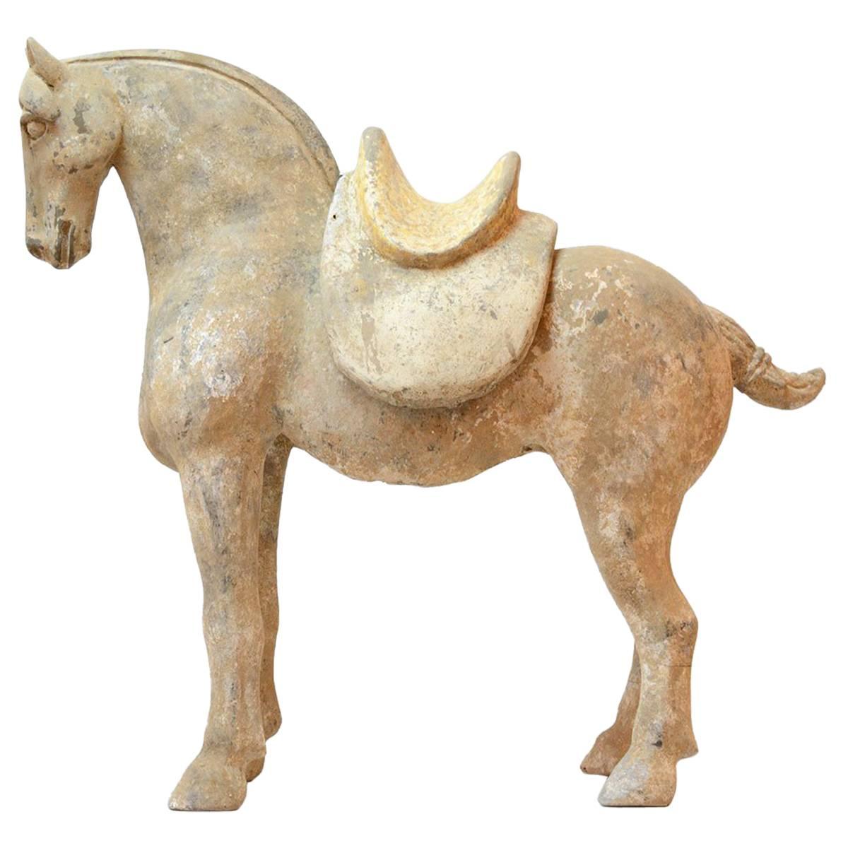 Tang Sculpture of a Horse with Removable Saddle For Sale