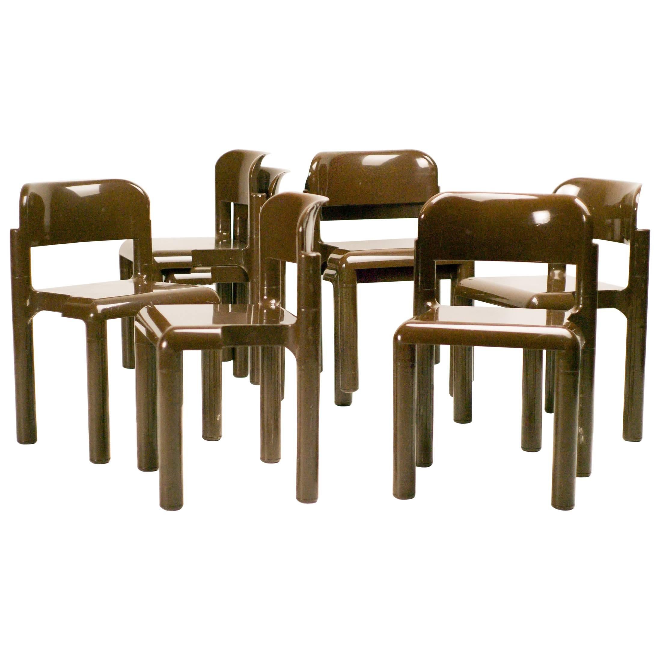 Set of Eight Chocolate Brown Eero Aarnio Chairs