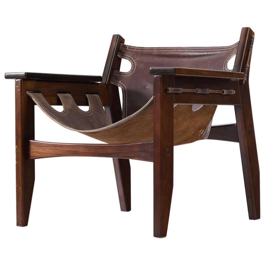 Sergio Rodrigues 'Kilin' Lounge Chairs in Rosewood and Leather