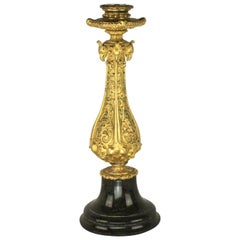 19th Century Renaissance Revival Gilt Bronze and Black Marble Candlestick