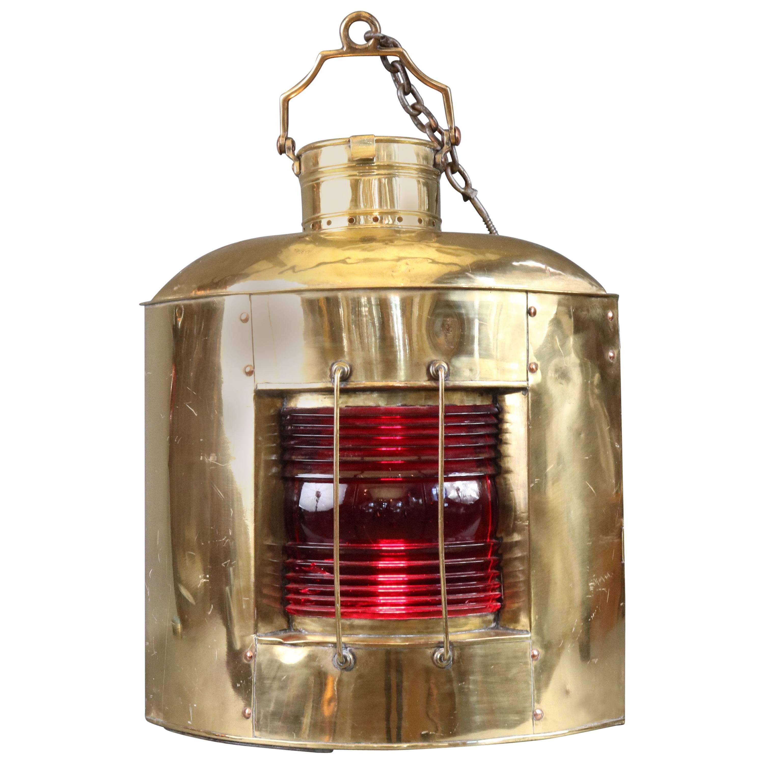 World's Largest Solid Brass Ship's Port Lantern For Sale