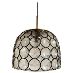 Huge Glass and Iron Pendant Ceiling Lamp by Limburg, Germany, 1960s