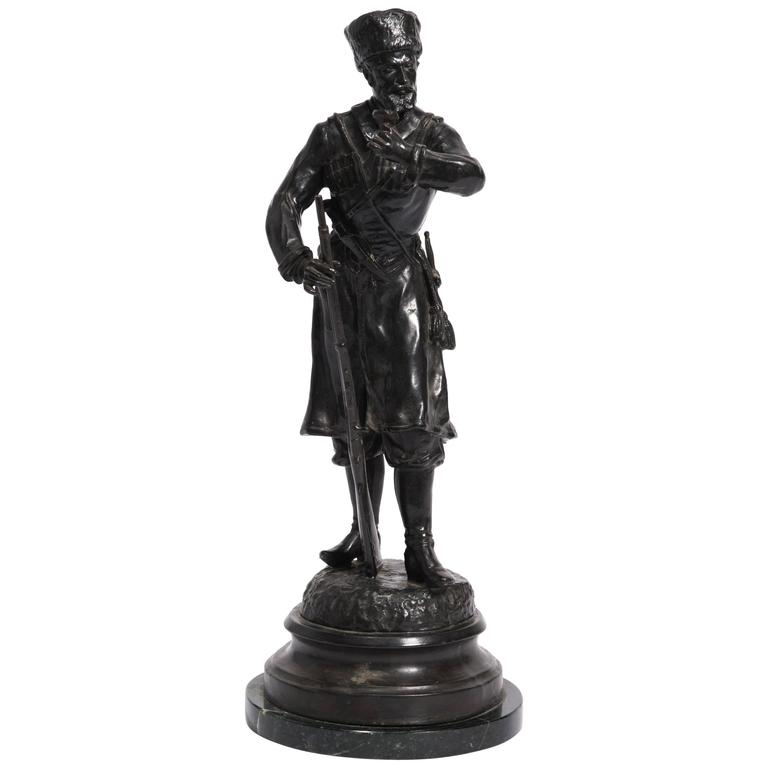 Russian Bronze Cossack Figure Statue For Sale at 1stdibs