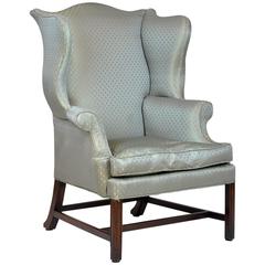 1790s Mahogany Chippendale English Wing Chair with Rolled Arms