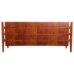 Walnut Curved Front Dresser Designed by William Hinn