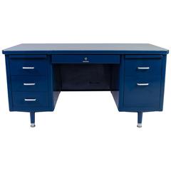 Used Steelcase Tanker Desk in Marine Blue, Edited by Montage