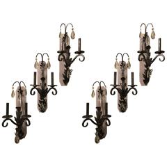 Set of Six Silver Rustic Two-Light Wall Sconce by Schonbek 2