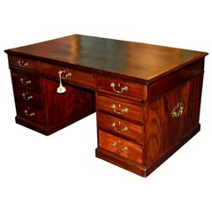 Antique Georgian Mahogany Partners Desk with Leather Top