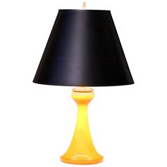 Antique Awaji Pottery Arts and Crafts Yellow Monochrome Desk Lamp 7