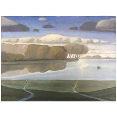 Formalist Bayou Painting Oil on Canvas Seascape