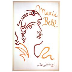 Vintage Jean Cocteau Poster for the Actress Marie Bell, 1960