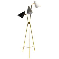 Gerald Thurston for Lightolier Brass Tripod Floor Lamp