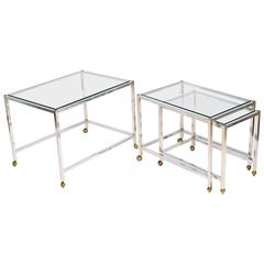 Set of Chrome and Glass Top Nesting Tables