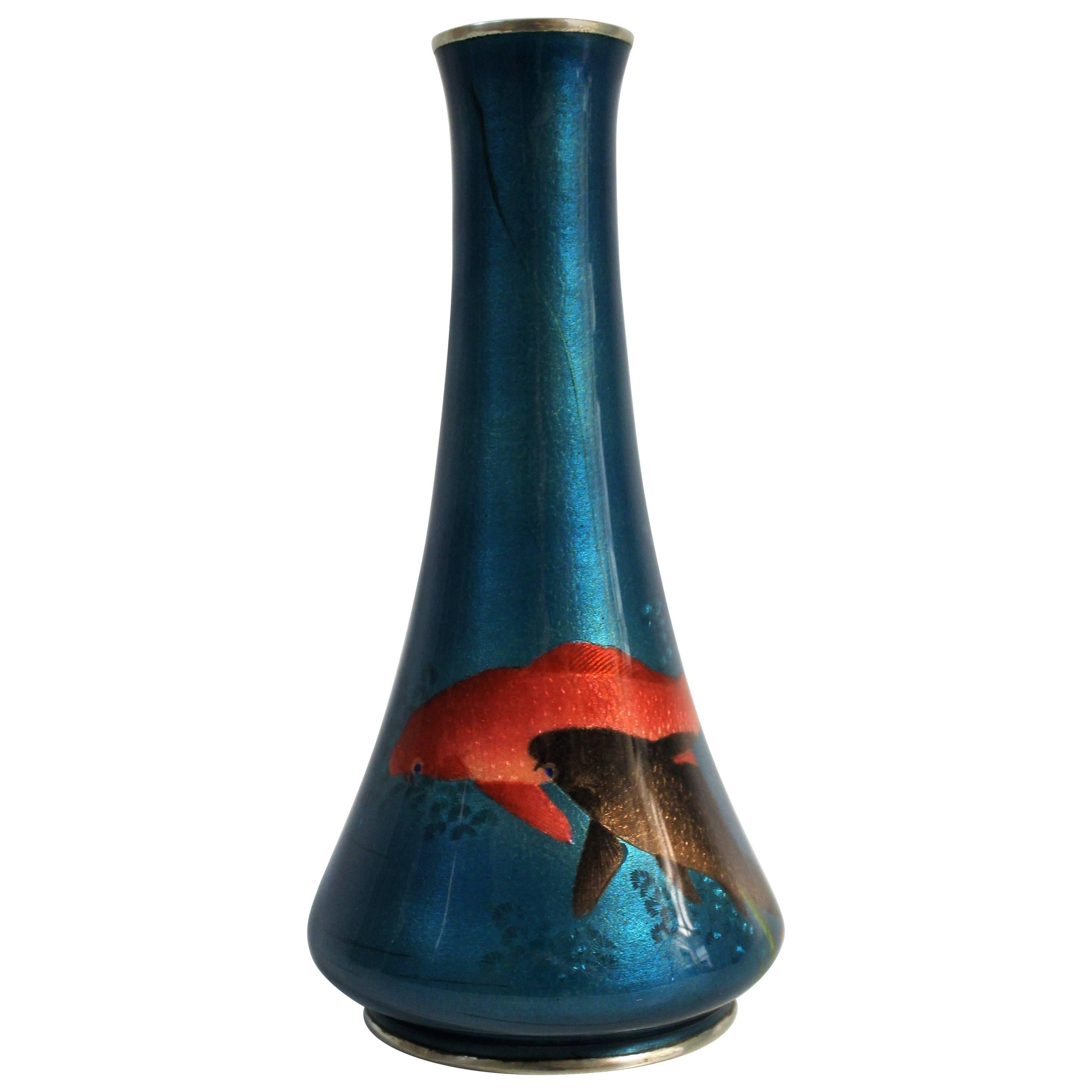Vaso cloisonné giapponese Tsuiki-Jippo attribuito a Ogasawara Shuzo in vendita