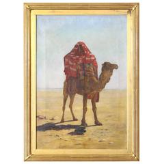 Late 19th Century Oil on Canvas Painting of a Bedouin on Camel
