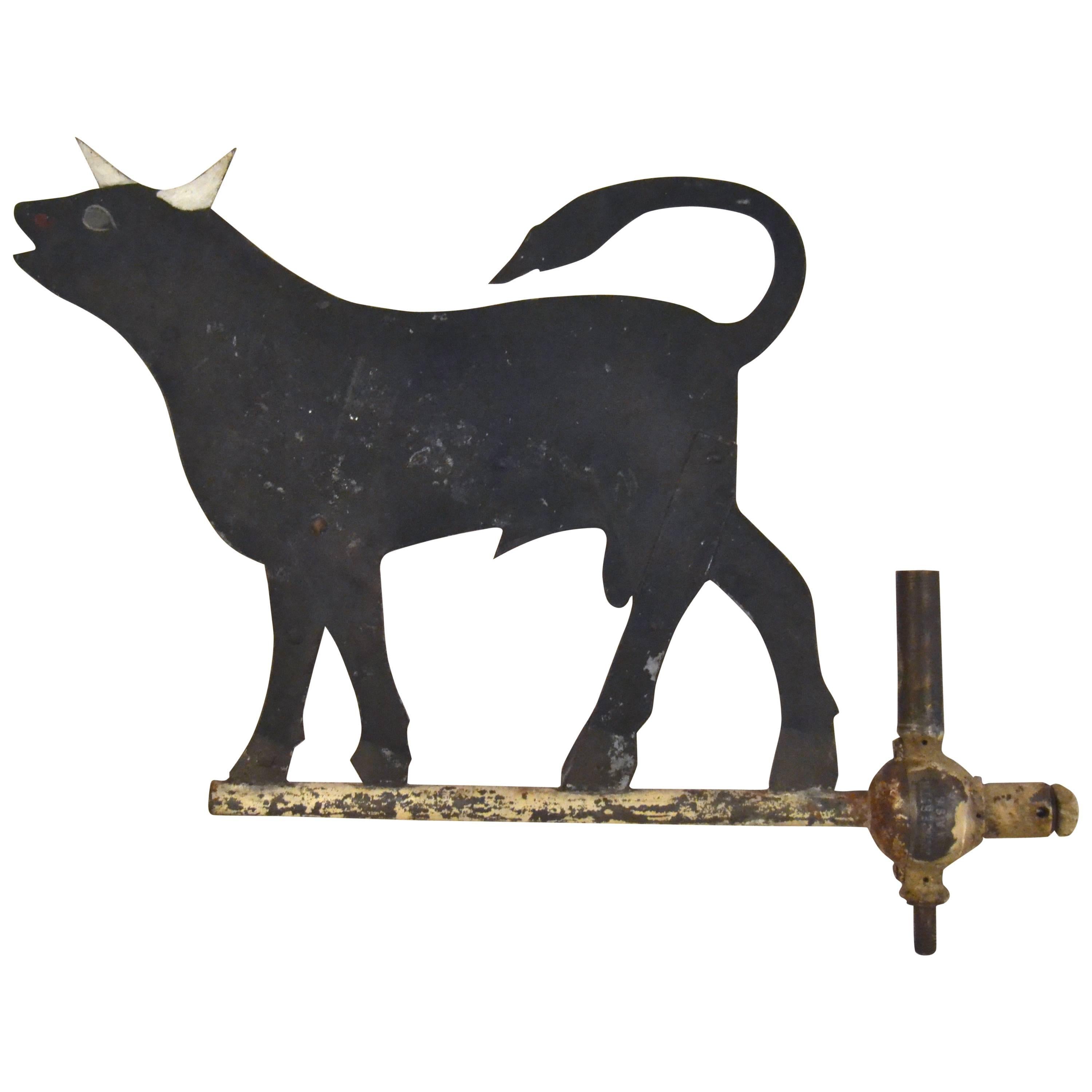 Sheet Iron Bellowing Bull Weathervane For Sale