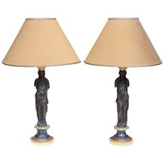 1880 Pair of Bronze Lamps at the Vestals