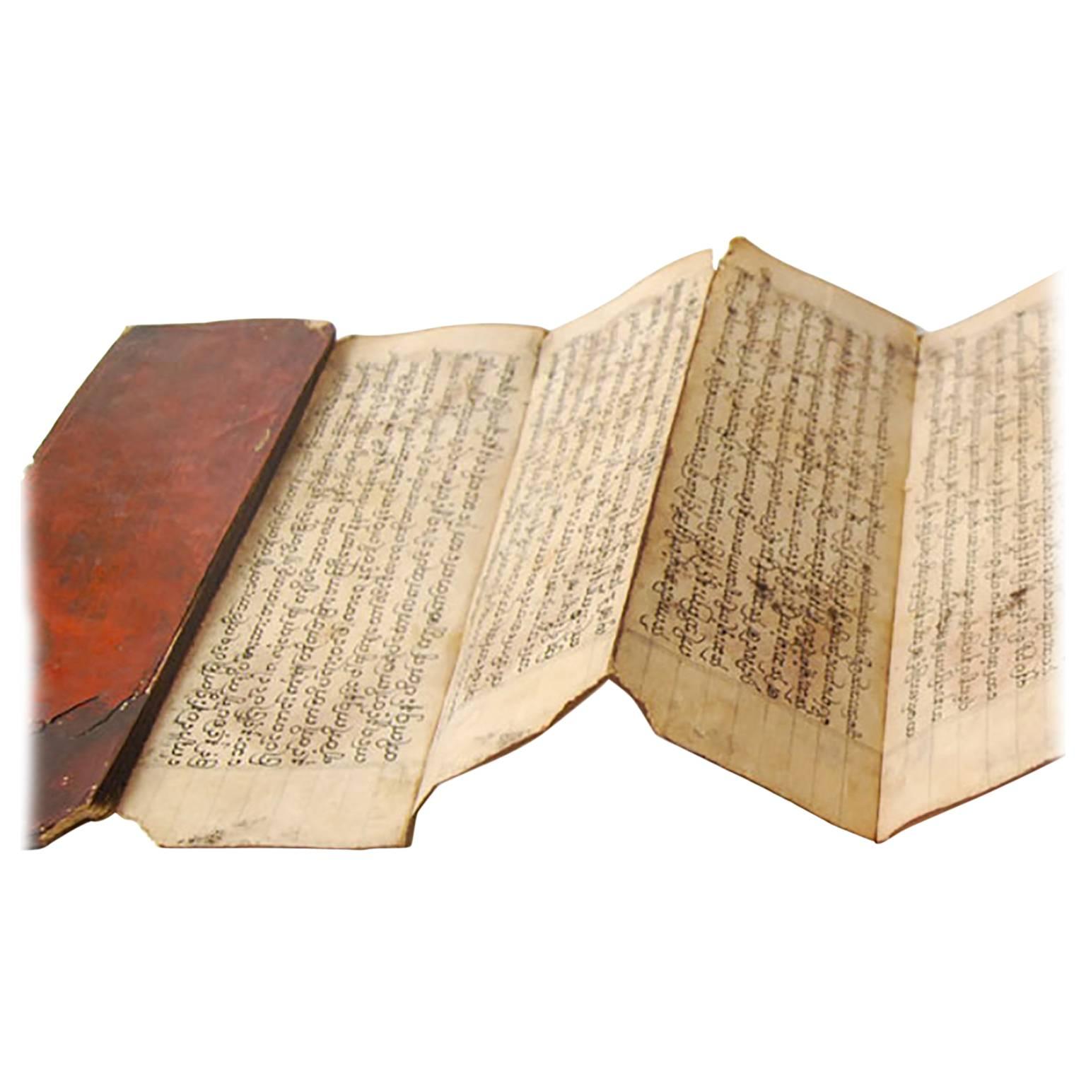 19th Century Burmese Red Lacquered Fortune Telling Script