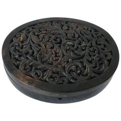 19th Century Tortoise Shell Decorative Box with Pierced Floral Motif