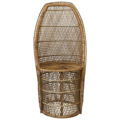 1970s Rattan High Back Chair