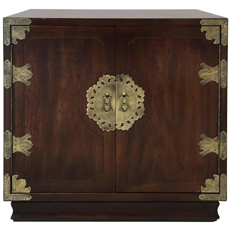 1970s Henredon Asian Campaign Chest with Brass Hardware at 1stDibs