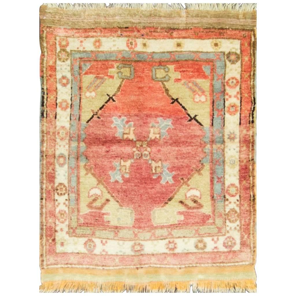 Antique Turkish Oushak Sampler Rug 2'8" x 3'4".