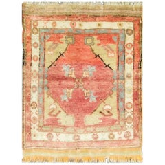 Antique tapis turc d'Oushak Sampler Tapis 2'8"" x 3'4"".